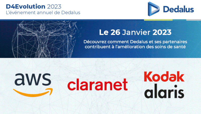 Image de l'événement de D4Evolution, le 26 janvier 2023 avec les logos des partenaires.
